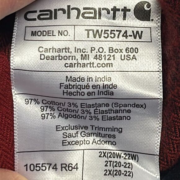 Carhartt Red Black Checkered Rugged Flex Loose Fit Button Down Flannel Shirt- 2X - Picture 14 of 16